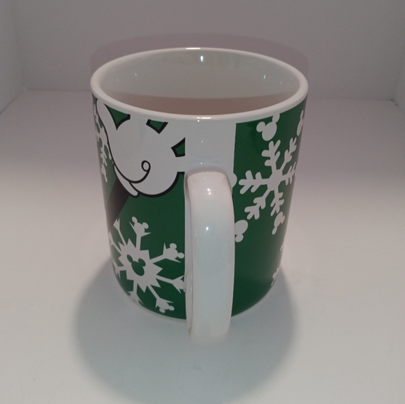 Disney Mickey Mouse XL Christmas Green & White Snowflake & Holly Leaf Mug 24 oz. - Picture 3 of 14